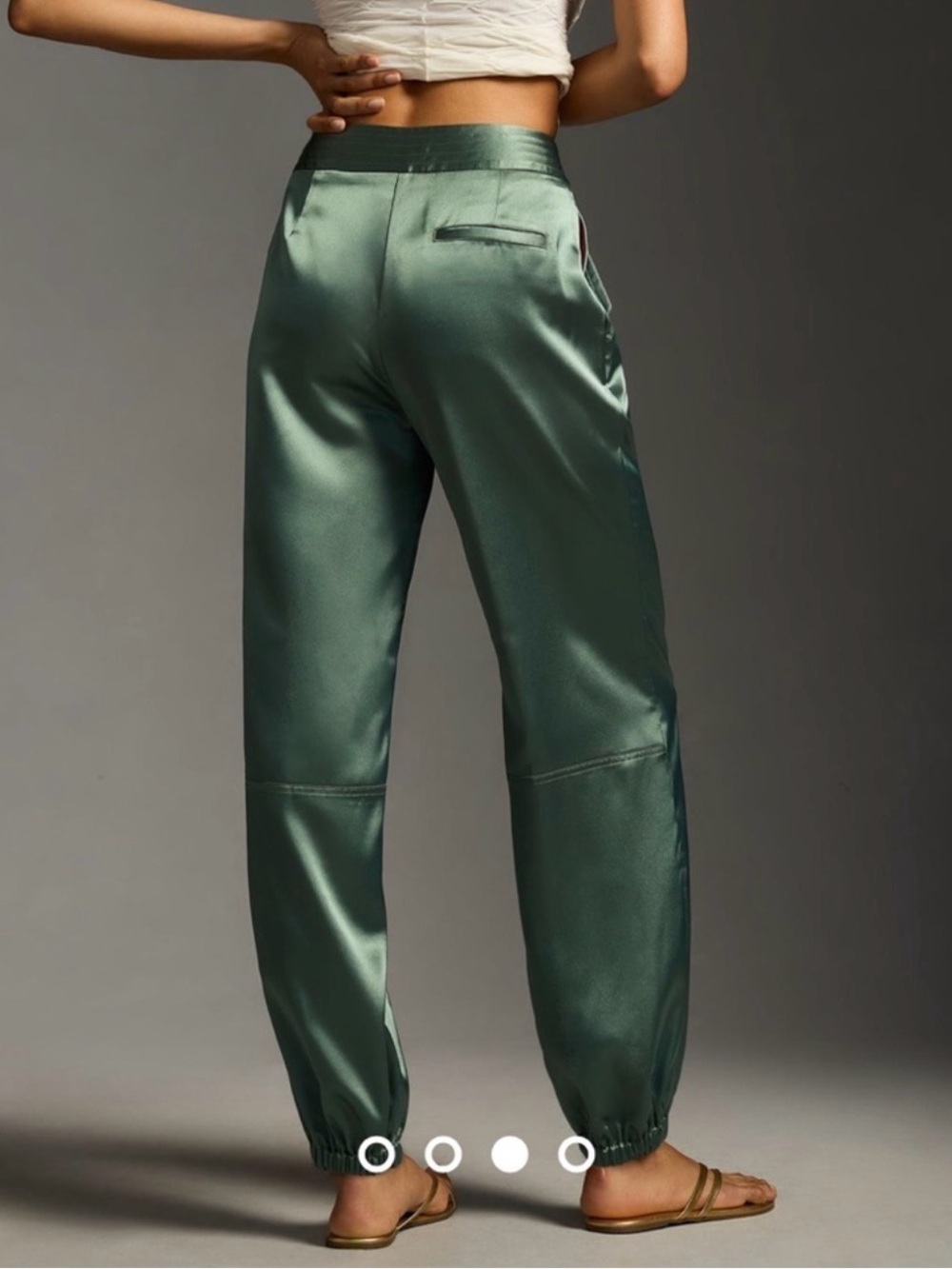 Anthropologie Maeve Satin Jogger Pants Green Size 0 - Picture 3 of 9